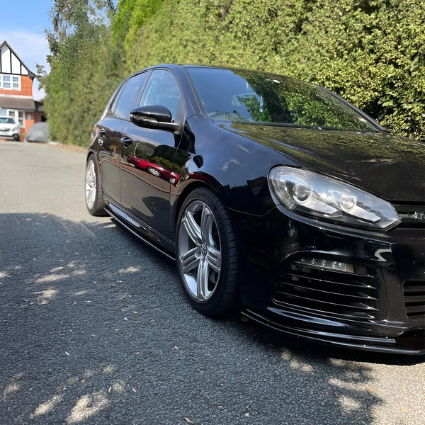 VW GOLF MK6 R SIDE SKIRTS EXTENSIONS . GLOSS BLACK ABS