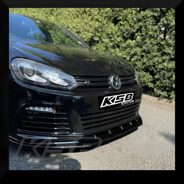 VW GOLF MK6 R FRONT SPLITTER & SIDE EXTENSIONS GLOSS BLACK ABS