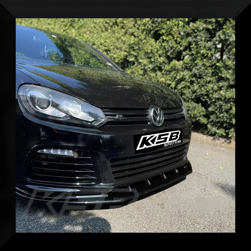 VW GOLF MK6 R FRONT SPLITTER & SIDE EXTENSIONS GLOSS BLACK ABS