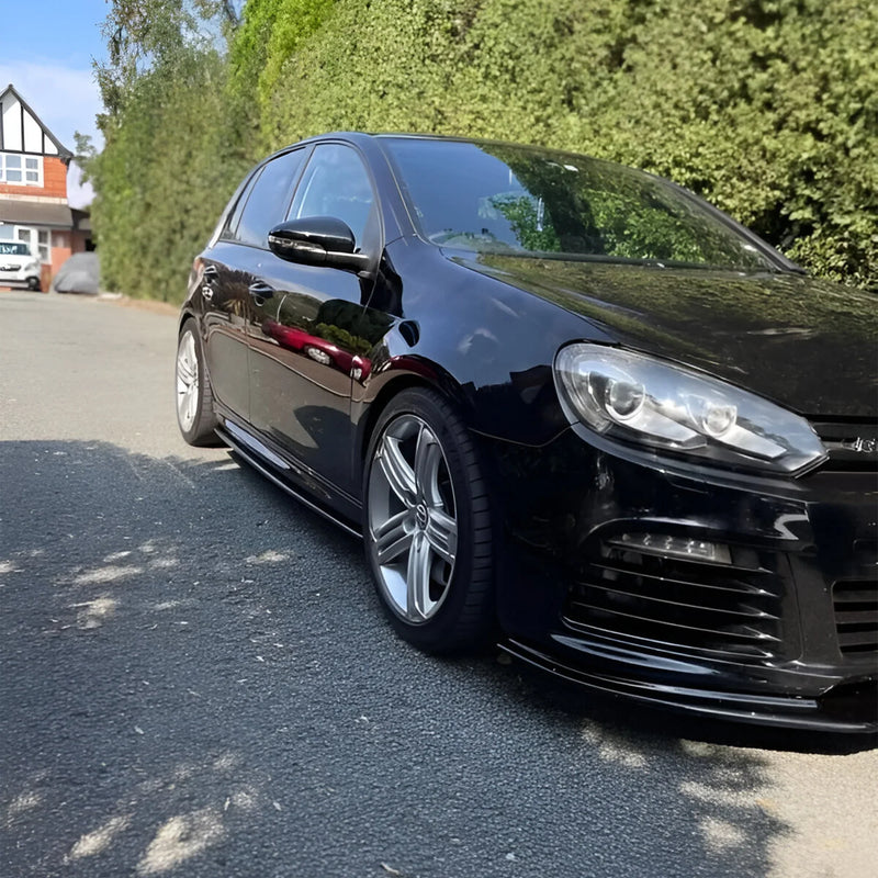 VW GOLF MK6 R FRONT SPLITTER & SIDE EXTENSIONS GLOSS BLACK ABS